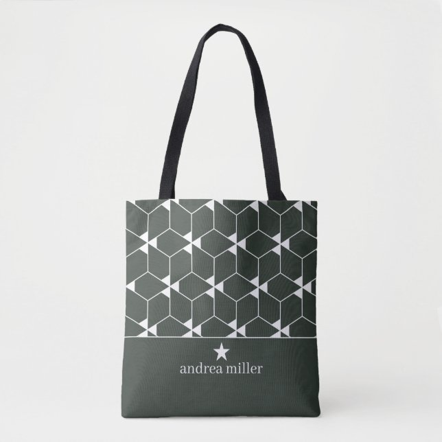 Modern geometric pattern with star Monogram Tote Bag (Front)