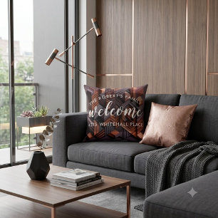 Modern Geometric Personalised Welcome Pillow