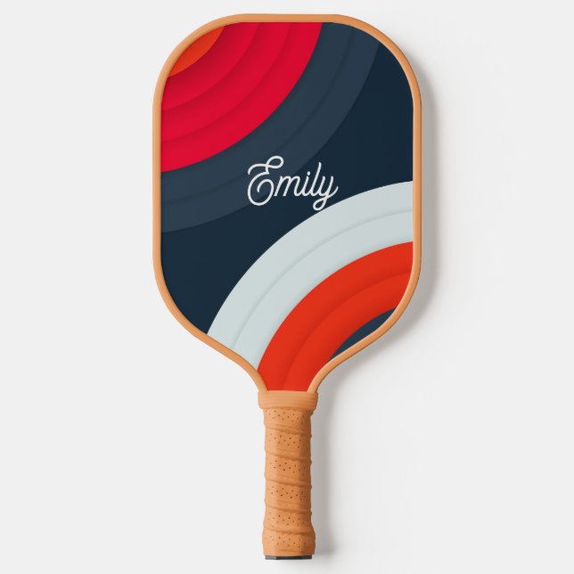 Modern Geometric Personalized Script Name Pickleball Paddle (Front)