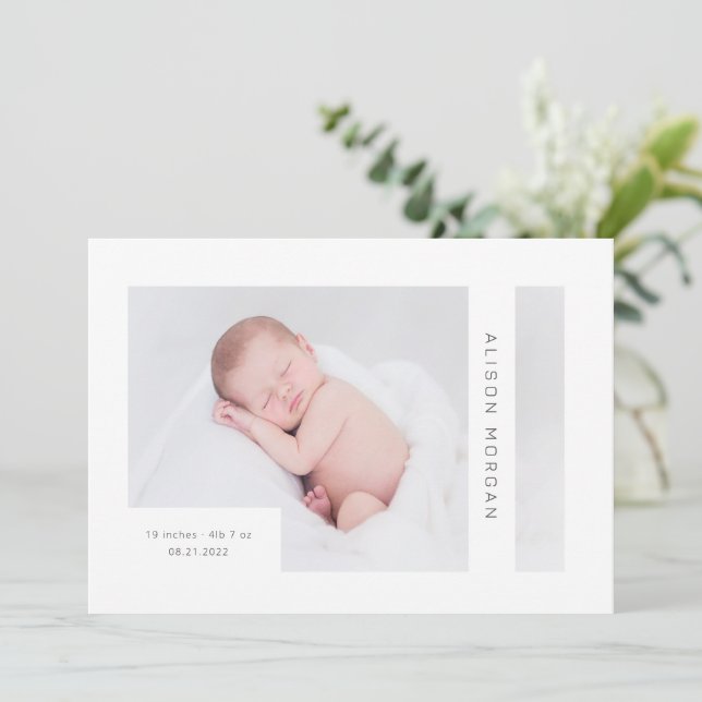 modern geometric photo birth announcement (Standing Front)