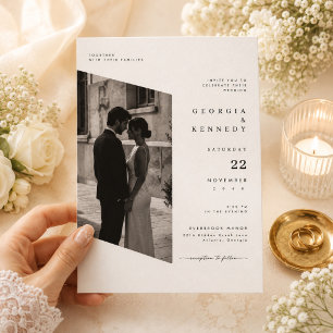Modern Geometric Photo Wedding Invitation Template