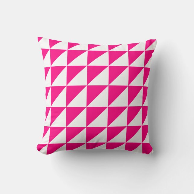 Modern Geometric Pillow in Hot Pink (Front)