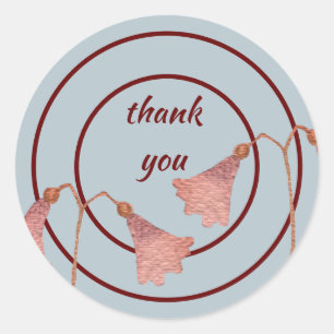 Modern Geometric Pink Floral Thank You Classic Round Sticker