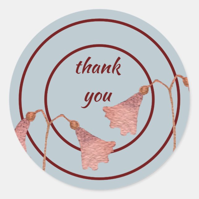 Modern Geometric Pink Floral Thank You Classic Round Sticker (Front)