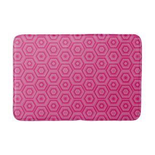 Modern Geometric Pink Nested Hexagons Bath Mat