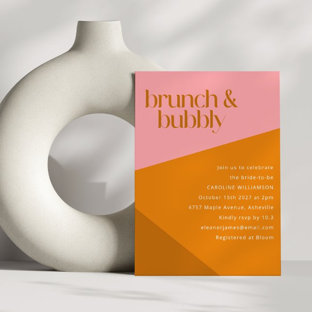 Modern Geometric Pink Orange Rust Bridal Shower Invitation (Creator Uploaded)