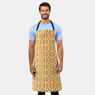 Modern Geometric Pixel Art Seamless Pattern  Apron