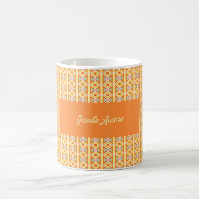 Modern Geometric Pixel Art Seamless Pattern  Coffee Mug (Center)