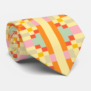 Modern Geometric Pixel Art Seamless Pattern  Tie