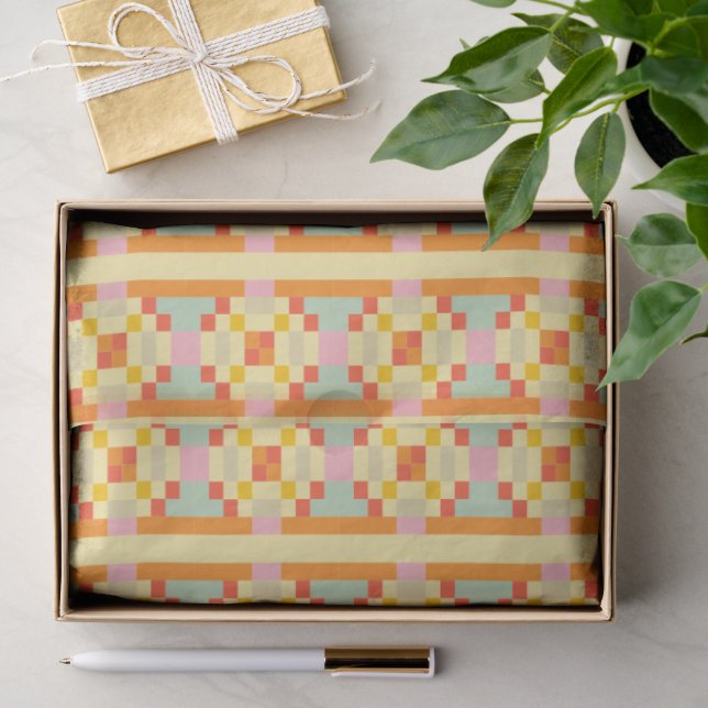 Modern Geometric Pixel Art Seamless Pattern  Tissue Paper (Gift)