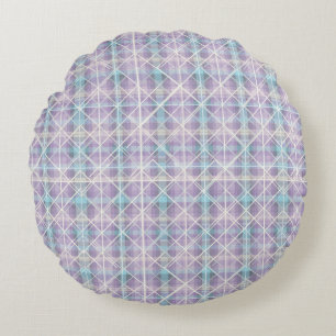 Modern Geometric Plaid Pattern Round Cushion