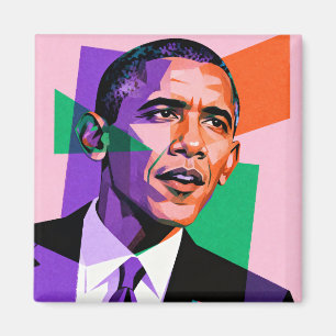 Modern Geometric Portrait of Barack Obama Magnet