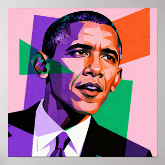Modern Geometric Portrait of Barack Obama Poster
