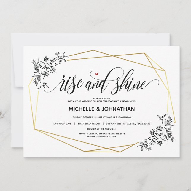 Modern geometric post-wedding brunch invitations (Front)