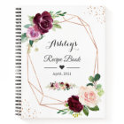 Modern Geometric Purple Blush Floral Recipe Book