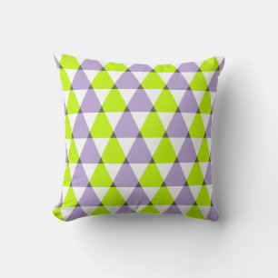 Modern Geometric Purple Green  Triangles Pattern Cushion