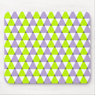 Modern Geometric Purple Green Triangles Pattern Mouse Mat