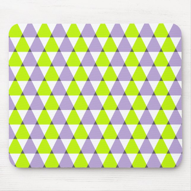 Modern Geometric Purple Green Triangles Pattern Mouse Mat (Front)