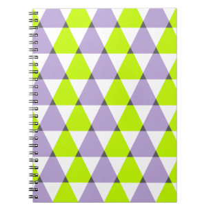Modern Geometric Purple Green Triangles Pattern Notebook