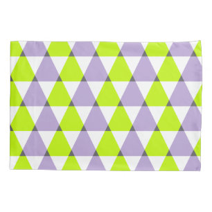 Modern Geometric Purple Green Triangles Pattern Pillowcase