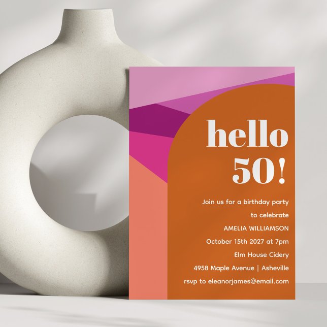 Modern Geometric Purple Terracotta 50th Birthday Invitation (Creator Uploaded)