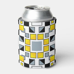 Modern Geometric Quilt Pattern Art Can Cooler
