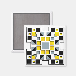 Modern Geometric Quilt Pattern Art Magnet