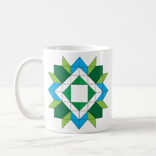 Modern Geometric Quilt Star Mosaic Blue Green Coff Coffee Mug