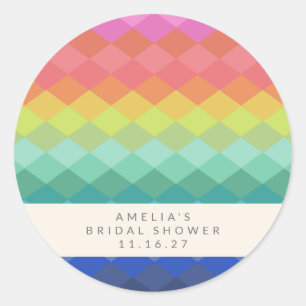 Modern Geometric Rainbow Custom Bridal Shower Classic Round Sticker