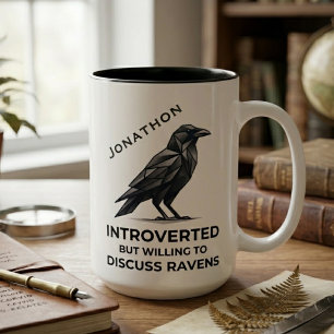 Modern Geometric Raven Gift Introvert Humour Art Two-Tone Coffee Mug