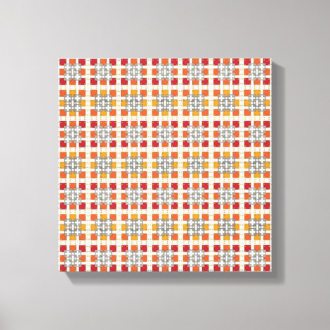 Modern geometric red Amber squares pattern Canvas Print (Front)