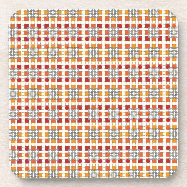 Modern geometric red Amber squares pattern Coaster (Front)