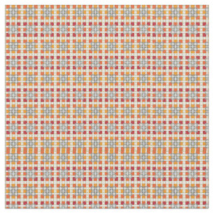 Modern geometric red Amber squares pattern Fabric