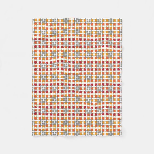 Modern geometric red Amber squares pattern Fleece Blanket (Front)