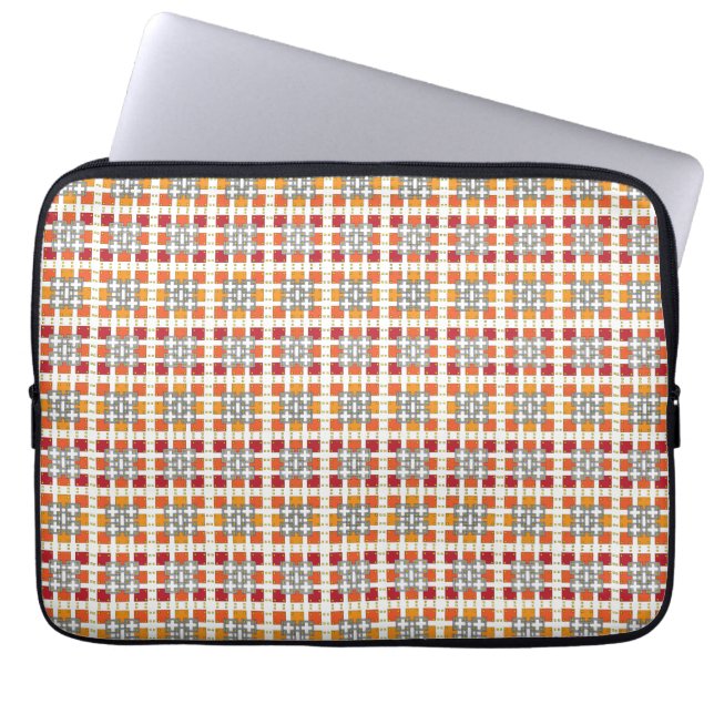 Modern geometric red Amber squares pattern Laptop Sleeve (Front)