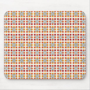 Modern geometric red Amber squares pattern Mouse Mat