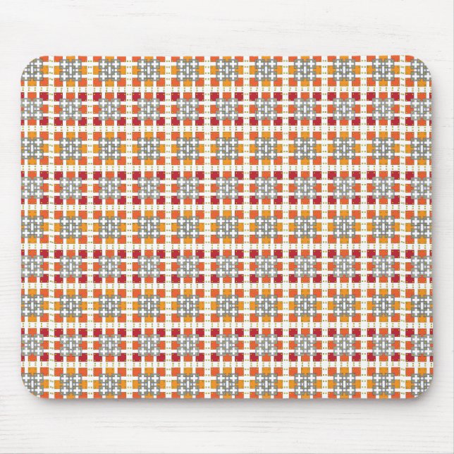 Modern geometric red Amber squares pattern Mouse Mat (Front)