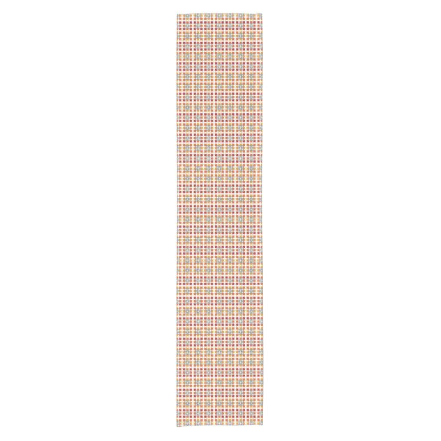 Modern geometric red Amber squares pattern Short Table Runner (Front)