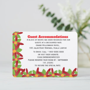 Modern Geometric Red and Green Vector Blossom Enclosure Card