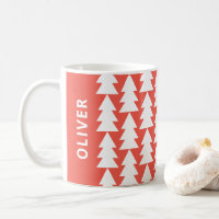 Modern geometric red family Christmas tree