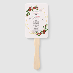 Modern Geometric Red Floral hand Fan