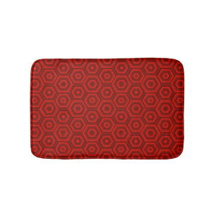 Modern Geometric Red Nested Hexagons Bath Mat