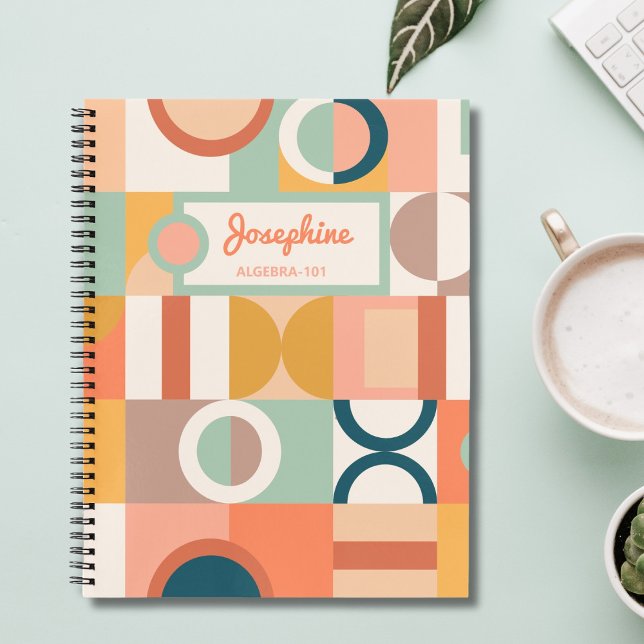 Modern Geometric Retro Colourful Custom School Notebook (Creator Uploaded)