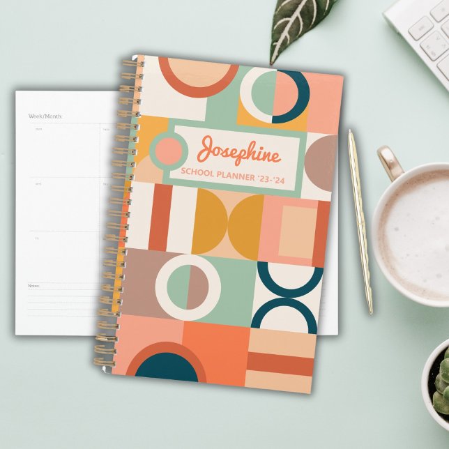 Modern Geometric Retro Colourful Custom School Planner (Creator Uploaded)