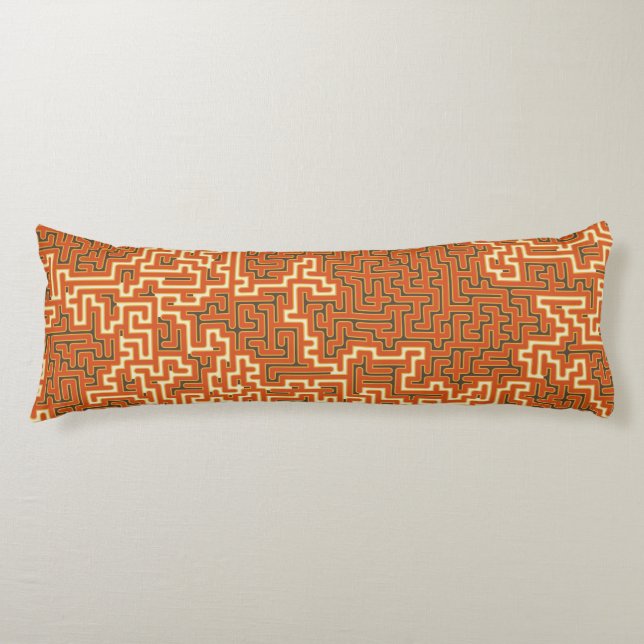 Modern Geometric Retro Maze Pattern #2 Body Cushion (Front)