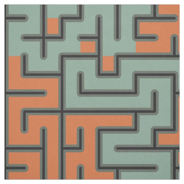 Modern Geometric Retro Maze Pattern Fabric (Swatch)