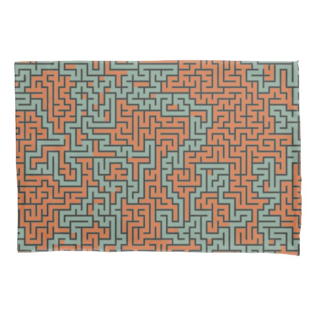 Modern Geometric Retro Maze Pattern Pillowcase (Front)