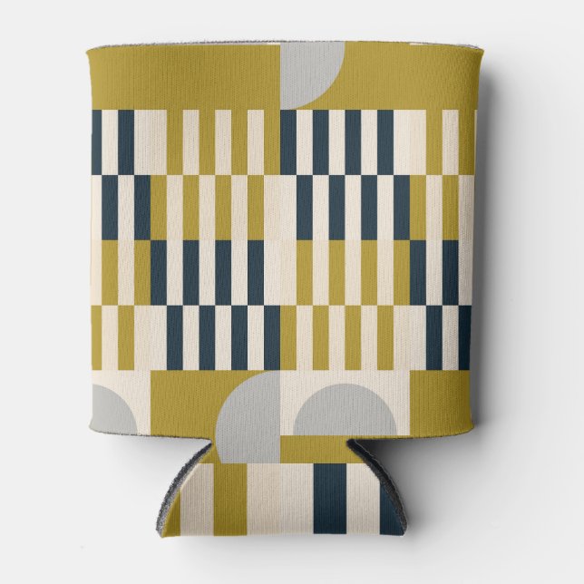 Modern geometric, retro Scandinavian pattern Can Cooler (Front)