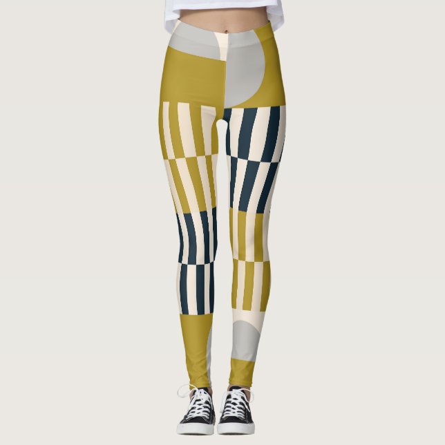 Modern geometric, retro Scandinavian pattern Leggings (Front)