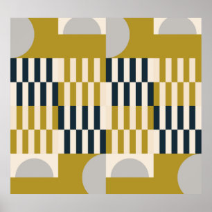 Modern geometric, retro Scandinavian pattern Poster